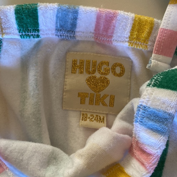 hugo loves tiki 18-24M shoulder-tie terry romper - Picture 2 of 4